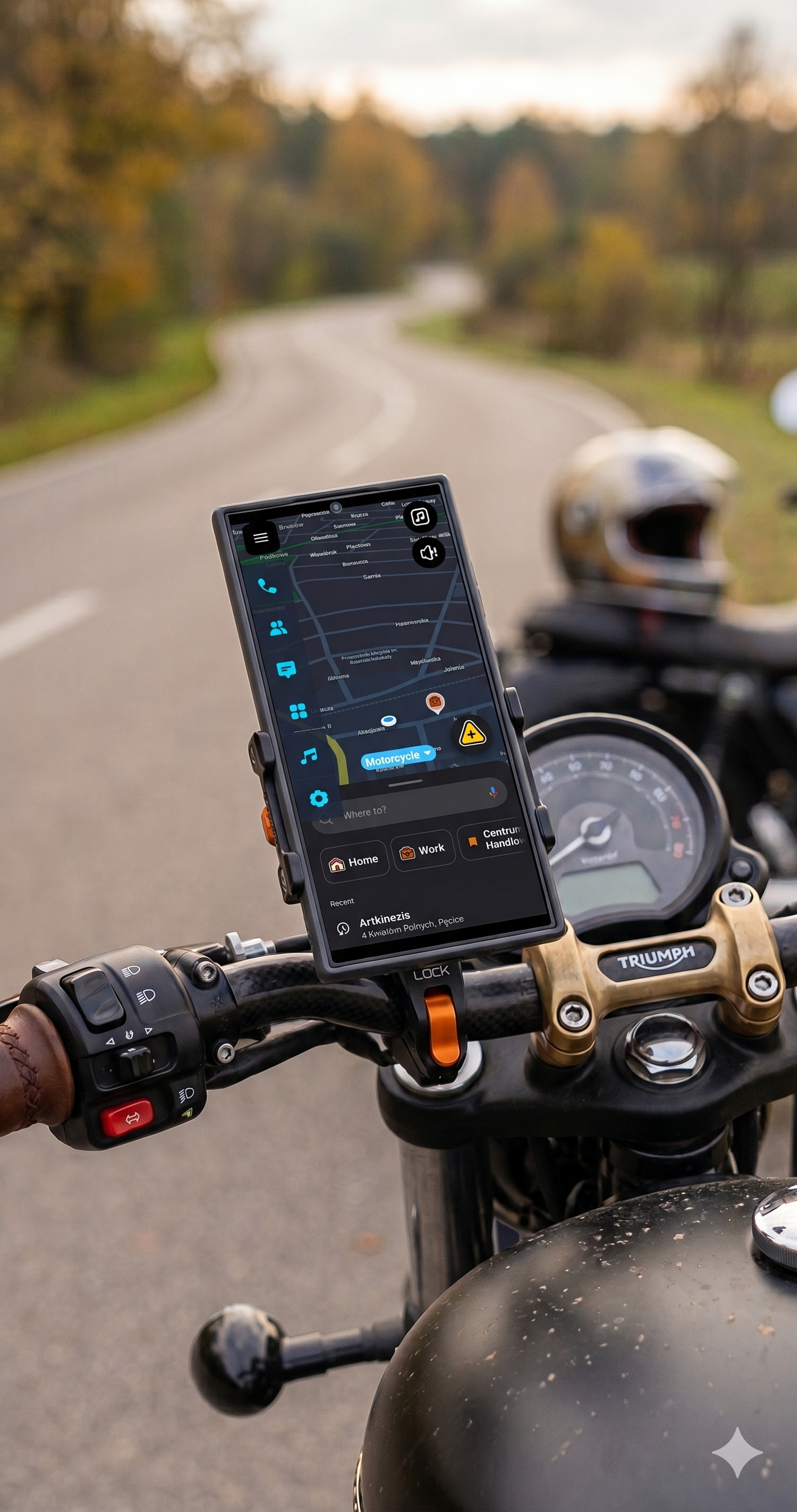 Vindly interface on a motorcycle cockpit